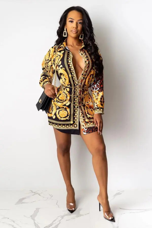 Hoochie Couture Multicolor Patchwork Mini – Cap Sleeve A-Line Dress Hoochie Couture Boutique