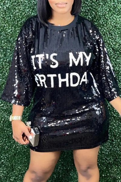 Hoochie Couture Letter Sequin A-Line Dress – Bold Sparkle Meets Effortless Cool Hoochie Couture Boutique