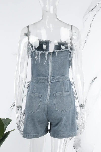 Hoochie Couture Backless Ripped Denim Jumpsuit Hoochie Couture Boutique