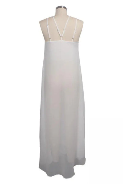 Hoochie Couture White Asymmetrical O-Neck Maxi Dress – Sleek, Sculpted, & Statement-Making Hoochie Couture Boutique