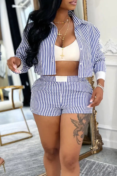 Hoochie Couture Striped Buckle Two-Piece Set – Chic Meets Everyday Power Hoochie Couture Boutique