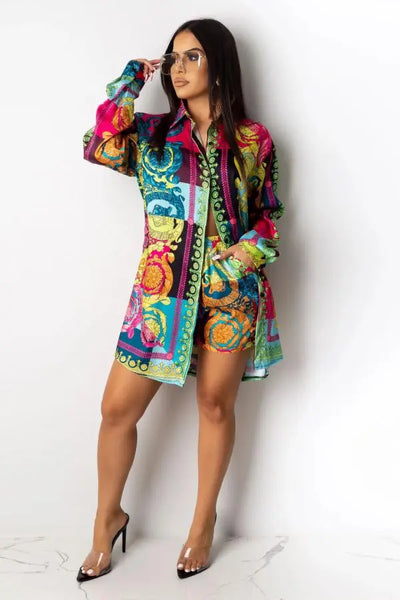 Hoochie Couture Multicolor Patchwork Collar Mini Dress – Chic Meets Color Pop Hoochie Couture Boutique