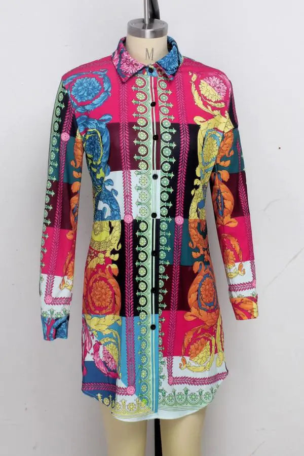 Hoochie Couture Multicolor Patchwork Collar Mini Dress – Chic Meets Color Pop Hoochie Couture Boutique