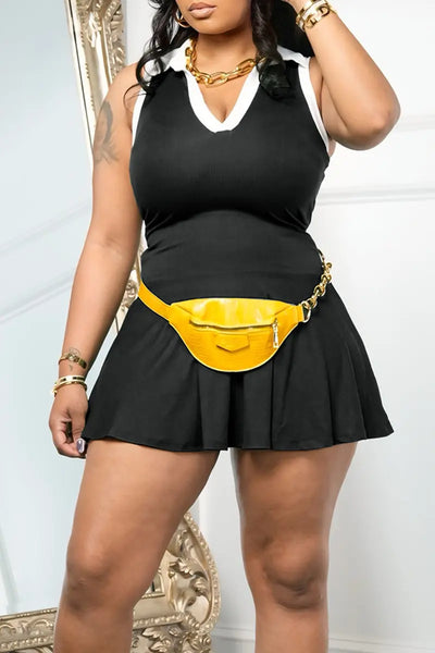 Hoochie Couture Zipped Up Mini – Contrast Collar Sportswear Dress Hoochie Couture Boutique