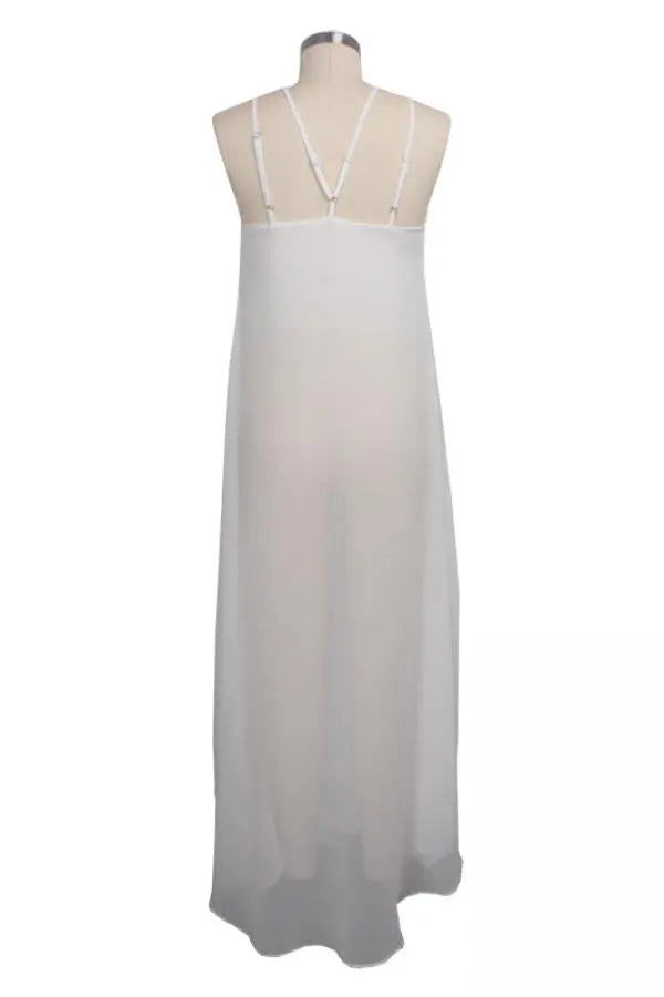 Hoochie Couture White Asymmetrical O-Neck Maxi Dress – Sleek, Sculpted, & Statement-Making Hoochie Couture Boutique