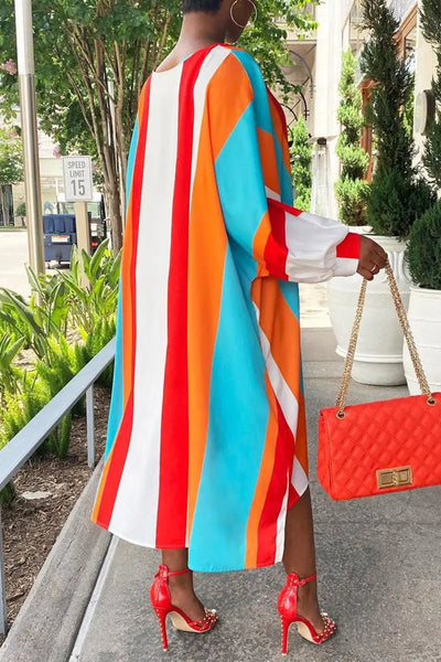 Hoochie Couture Print O-Neck Long Sleeve Midi Dress – Artistic Statement Edition Hoochie Couture Boutique