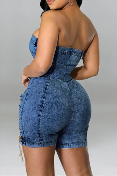 Hoochie Couture Light Blue Tube Jumpsuit Hoochie Couture Boutique