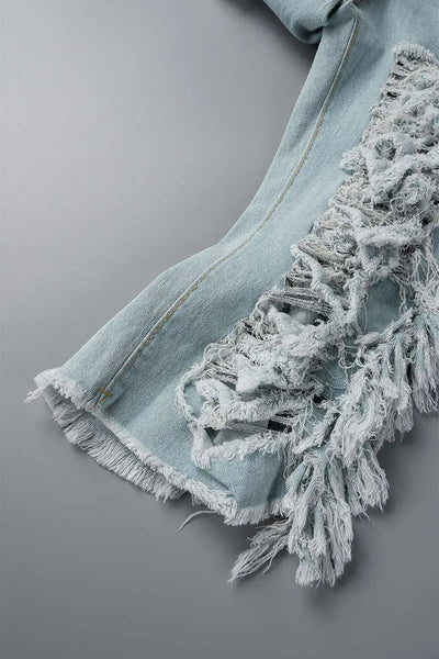 Hoochie Couture Light Blue Denim Shorts – Casual Mid-Waist Skinny Fit Hoochie Couture Boutique