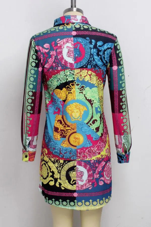 Hoochie Couture Multicolor Patchwork Collar Mini Dress – Chic Meets Color Pop Hoochie Couture Boutique