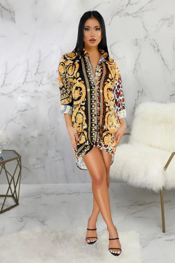 Hoochie Couture Multicolor Patchwork Mini – Cap Sleeve A-Line Dress Hoochie Couture Boutique