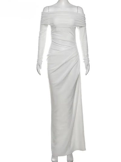 Hoochie Couture Mesh Ruched Maxi Dress – elegant and sexy women’s dress featuring sheer mesh fabric, flattering ruched detailing, and a curve-hugging maxi silhouette, perfect for evening parties, date nights, or upscale clubwear fashion.
