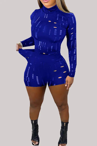 Hoochie Couture Black Ripped Turtleneck 2-Piece Set – Long Sleeve Crop Top & High-Waisted Leggings Hoochie Couture Boutique