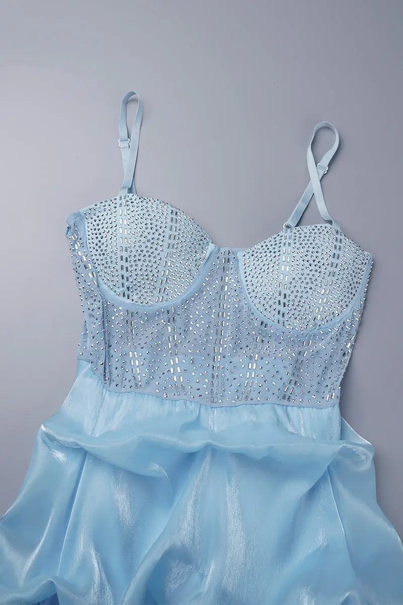Hoochie Couture White Rhinestone Strap Dress – Sweet, Sparkly, & Statement-Making Hoochie Couture Boutique