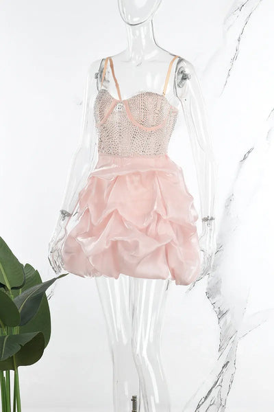 Hoochie Couture White Rhinestone Strap Dress – Sweet, Sparkly, & Statement-Making Hoochie Couture Boutique