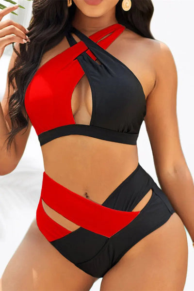 Hoochie Couture Black & White Hollowed-Out Backless Swimsuit – Sexy One-Piece Statement Swimwear Hoochie Couture Boutique