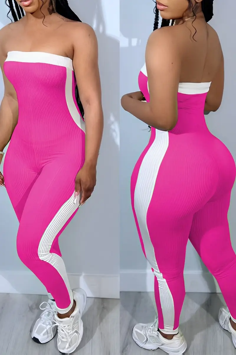 Hoochie Couture Strapless Contrast-Trim Jumpsuit – Bold, Black & Built to Slay Hoochie Couture Boutique