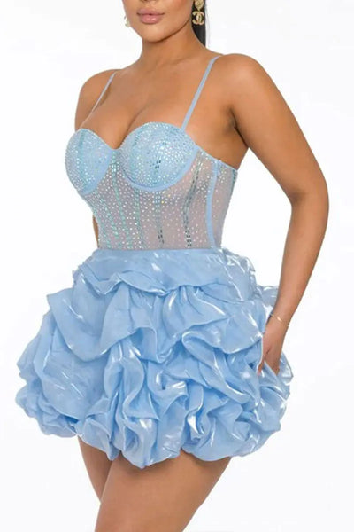 Hoochie Couture White Rhinestone Strap Dress – Sweet, Sparkly, & Statement-Making Hoochie Couture Boutique