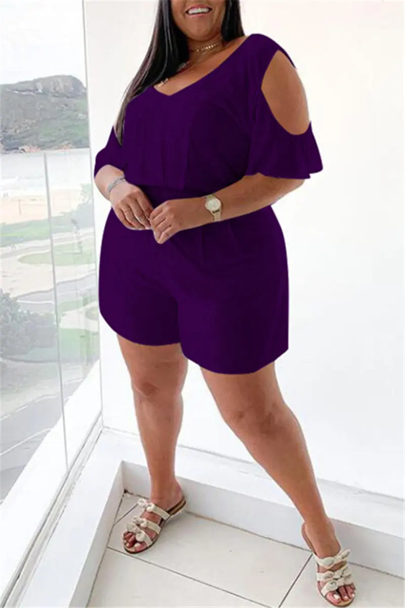 Hoochie Couture White V-Neck Plus Size Romper – Effortless Everyday Slay Hoochie Couture Boutique