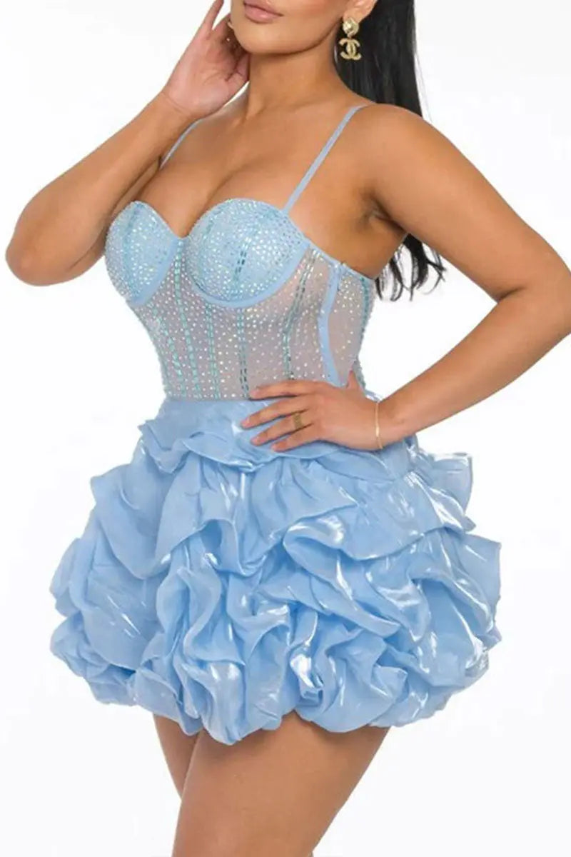 Hoochie Couture White Rhinestone Strap Dress – Sweet, Sparkly, & Statement-Making Hoochie Couture Boutique