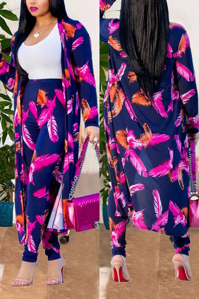 Hoochie Couture Purple Print Cardigan & Trouser Set – Statement Style for the Bold & Beautiful Hoochie Couture Boutique