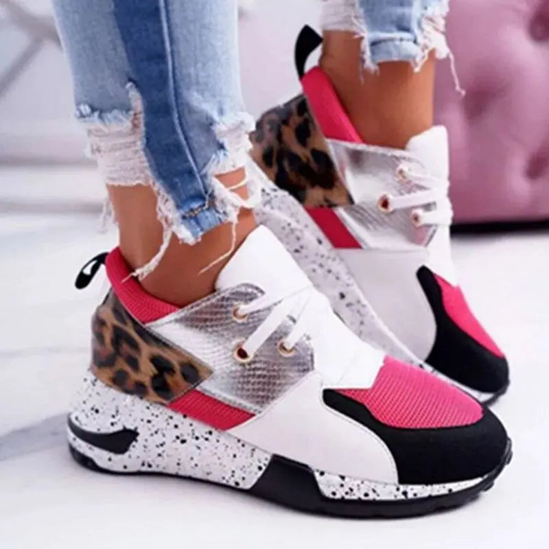 Hoochie Couture Patchwork Round-Toe Sneakers – Fashion Casual Sports Shoes Hoochie Couture Boutique