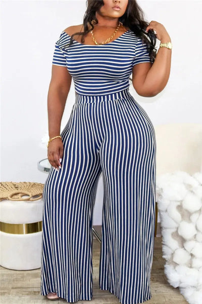 Hoochie Couture Blue Striped Plus Size Set – Bold, Breezy & Beautiful Hoochie Couture Boutique