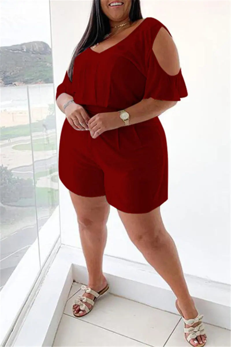 Hoochie Couture White V-Neck Plus Size Romper – Effortless Everyday Slay Hoochie Couture Boutique