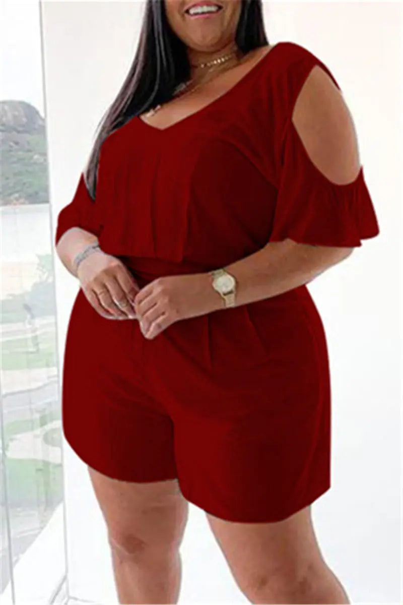 Hoochie Couture White V-Neck Plus Size Romper – Effortless Everyday Slay Hoochie Couture Boutique