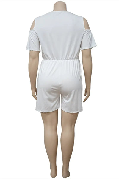 Hoochie Couture White V-Neck Plus Size Romper – Effortless Everyday Slay Hoochie Couture Boutique
