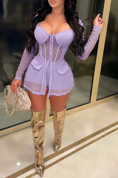 Hoochie Couture Mesh Square Collar Two-Piece Set Hoochie Couture Boutique
