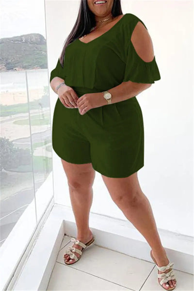Hoochie Couture White V-Neck Plus Size Romper – Effortless Everyday Slay Hoochie Couture Boutique
