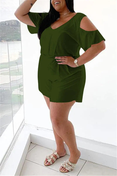 Hoochie Couture White V-Neck Plus Size Romper – Effortless Everyday Slay Hoochie Couture Boutique