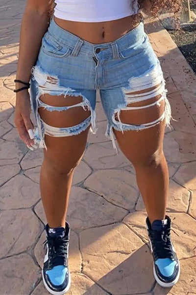 Hoochie Couture Black Distressed Hole Denim Pants Hoochie Couture Boutique
