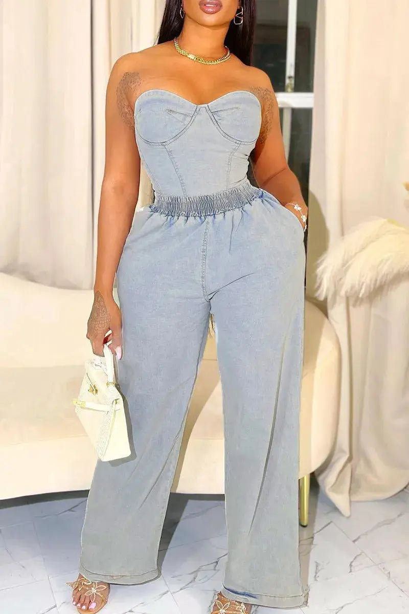 Hoochie Couture Light Blue Strapless Set – Sleek & Sexy Two-Piece Summer Slay Hoochie Couture Boutique