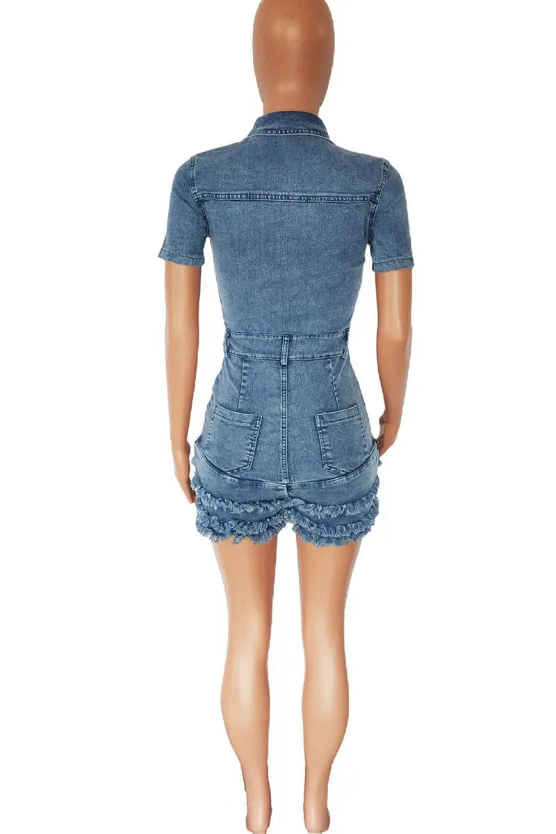 Hoochie Couture Denim Tassel Buckle One-Piece Hoochie Couture Boutique
