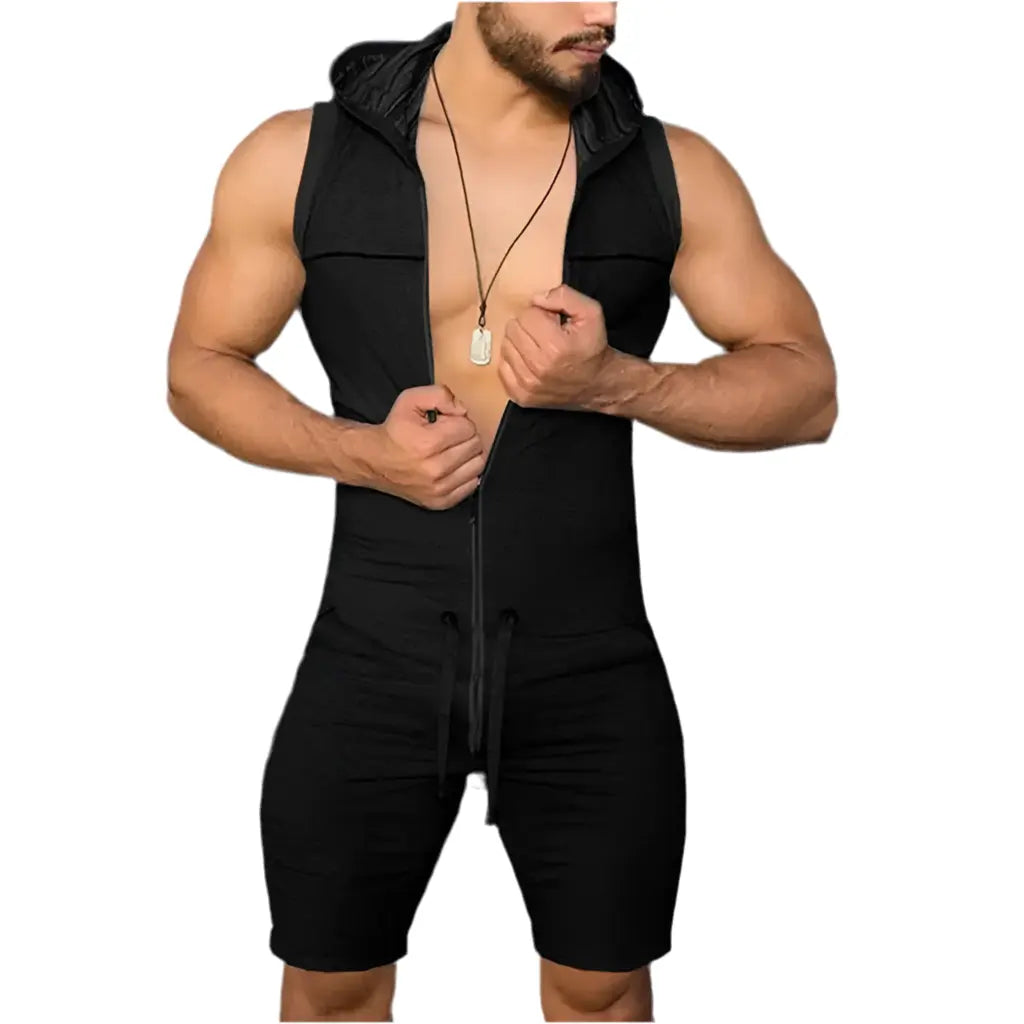 Hoochie Daddy Sleeveless Hooded Romper – The Ultimate Body-Hugging Flex My Store