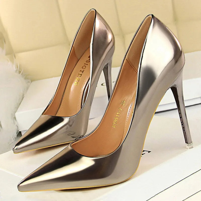 Hoochie Couture Patent Leather Stiletto Pumps – Classic Elegance with a Sexy Edge