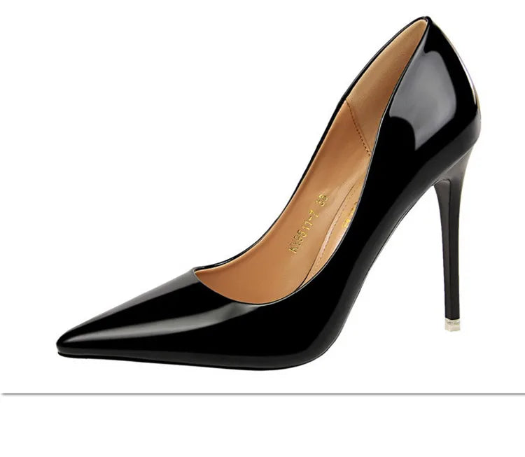 Hoochie Couture Patent Leather Stiletto Pumps – Classic Elegance with a Sexy Edge