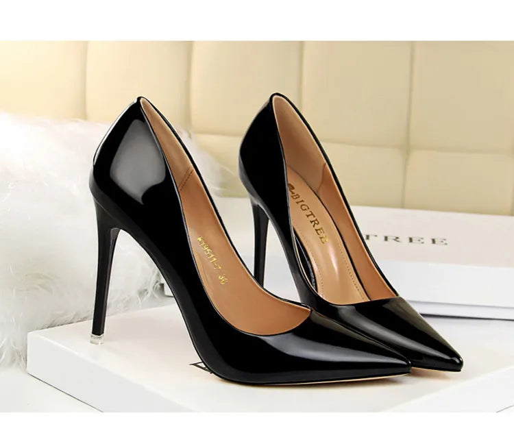 Hoochie Couture Patent Leather Stiletto Pumps – Classic Elegance with a Sexy Edge