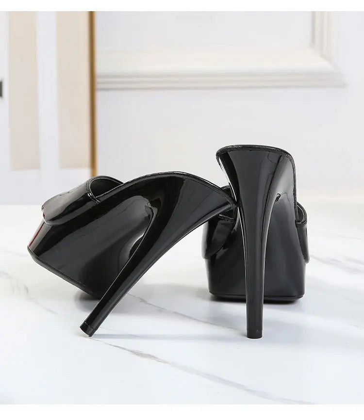 Hoochie Couture Patent Leather Mule Sandals – 13CM of Pure Confidence & Sexy Elegance