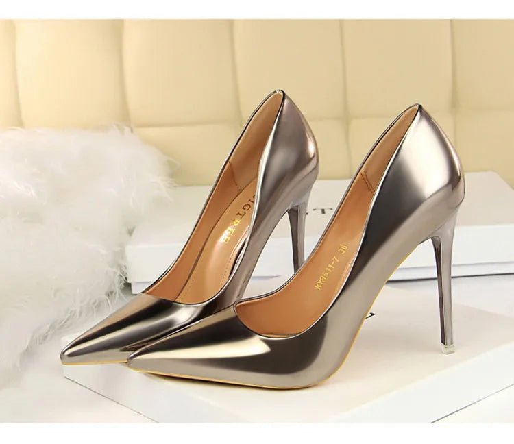 Hoochie Couture Patent Leather Stiletto Pumps – Classic Elegance with a Sexy Edge