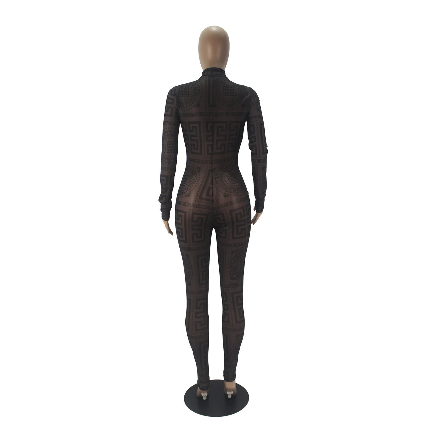 Hoochie Couture Transparent Mesh Print Bodysuit – Sexy, Sleek & Club-Ready