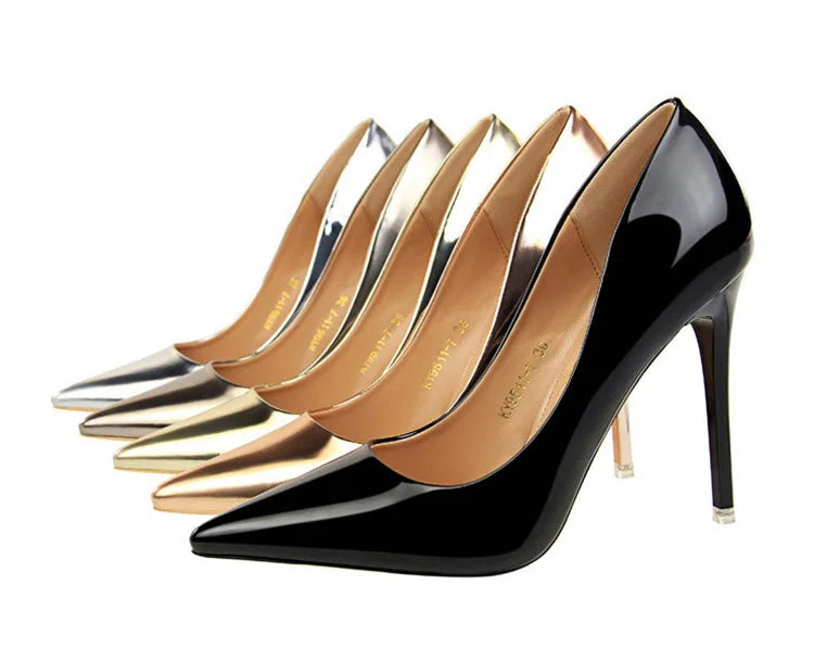 Hoochie Couture Patent Leather Stiletto Pumps – Classic Elegance with a Sexy Edge