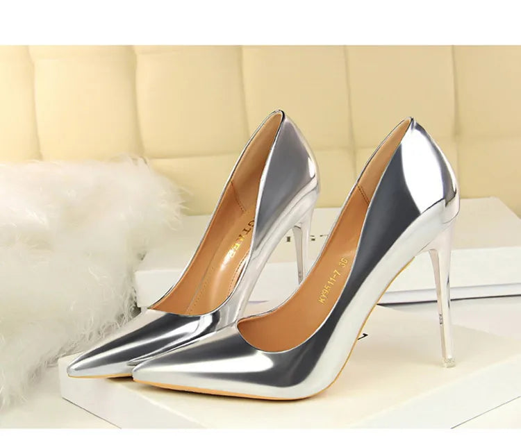 Hoochie Couture Patent Leather Stiletto Pumps – Classic Elegance with a Sexy Edge