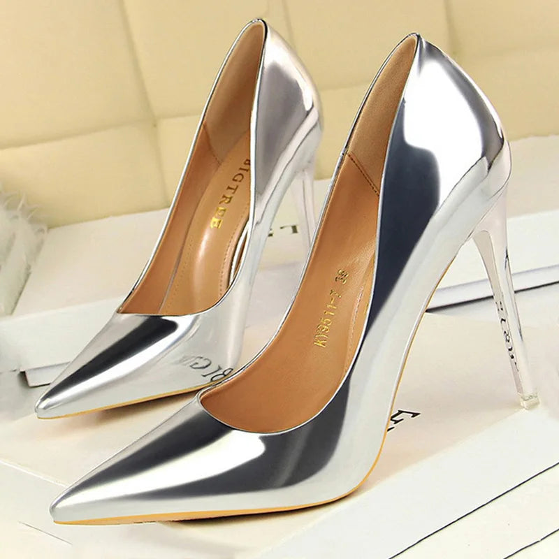 Hoochie Couture Patent Leather Stiletto Pumps – Classic Elegance with a Sexy Edge