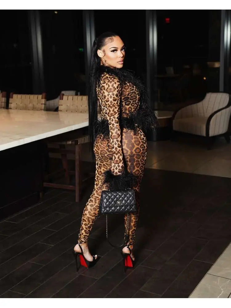 Hoochie Couture Leopard Fur Trim Bodycon Dress – Luxe, Wild & Flirty
