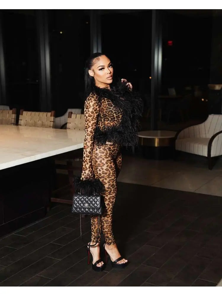 Hoochie Couture Leopard Fur Trim Bodycon Dress – Luxe, Wild & Flirty