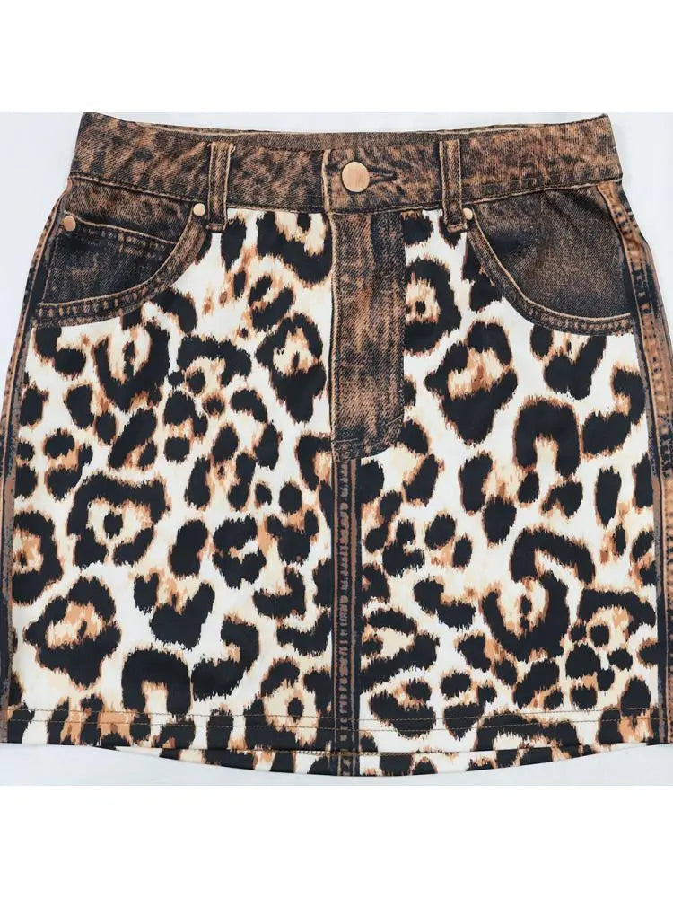 Hoochie Couture Patchwork Leopard Long Sleeve Skirt Set – Chic, Bold & Fiercely Feminine