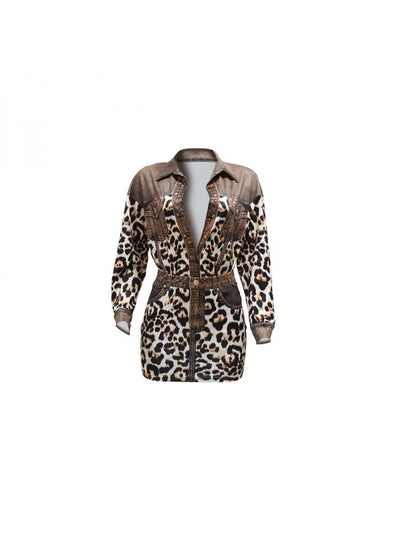 Hoochie Couture Patchwork Leopard Long Sleeve Skirt Set – Chic, Bold & Fiercely Feminine