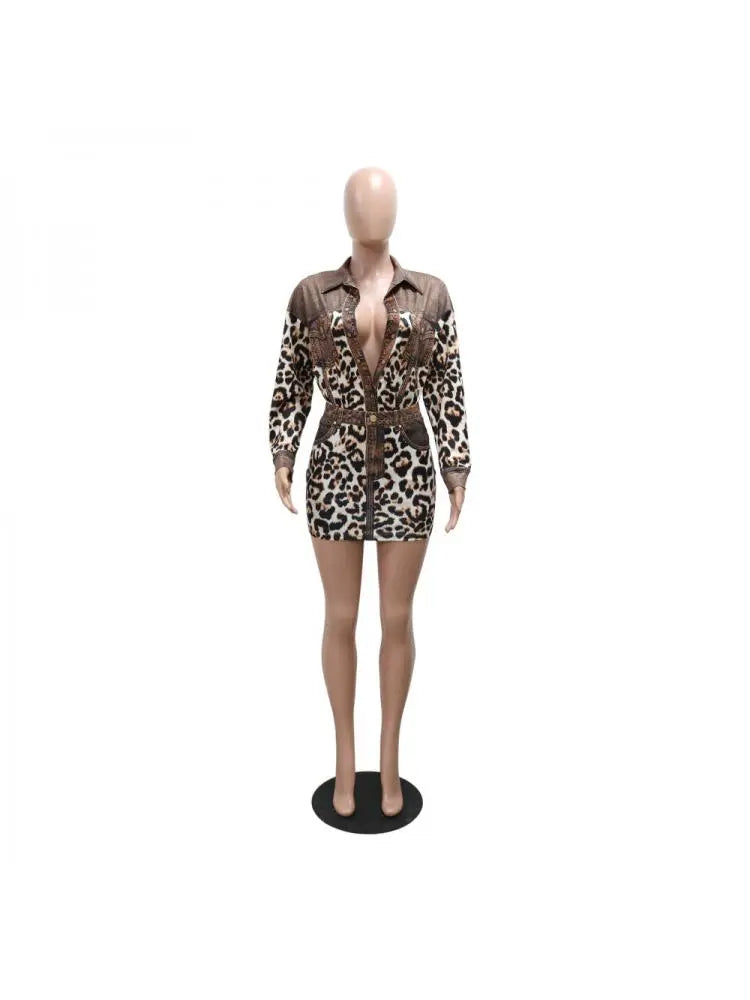 Hoochie Couture Patchwork Leopard Long Sleeve Skirt Set – Chic, Bold & Fiercely Feminine